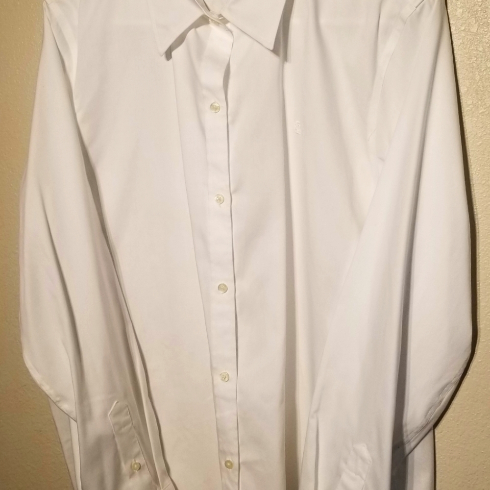 Ralph Lauren Men's XL White Non Iron  Cotton Long Sleeve Button Down Shirt